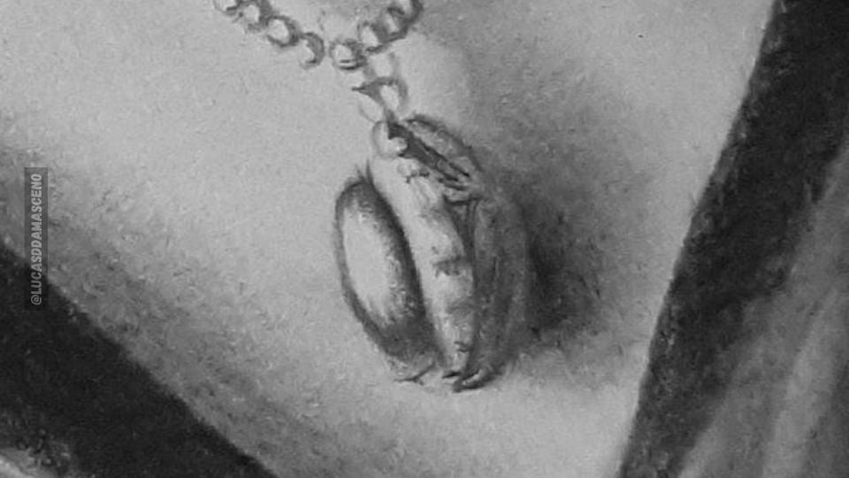 Desenho de um cordão realista, ilustrando a importância de observar os tons e detalhes.