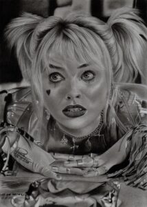 desenho realista da arlequina