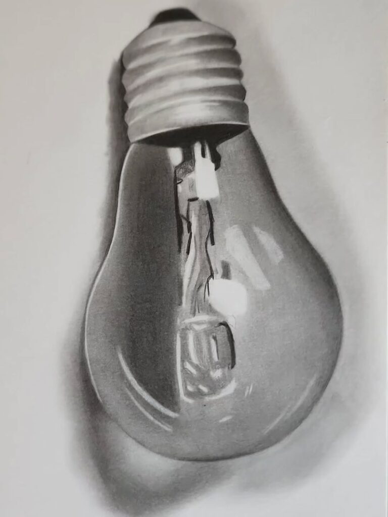desenho realista de uma lampada